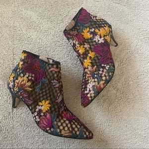 SAM EDELMAN  Kinzey Floral-embroidered Kitten-heel Booties In Bright Multi